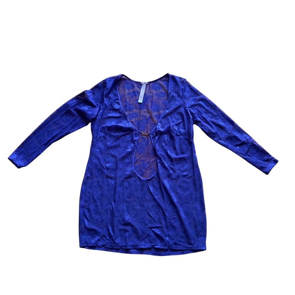 Savage X Fenty Purple Lace Long Sleeve Nightie Lingerie Dress Sheer Chemise 1X